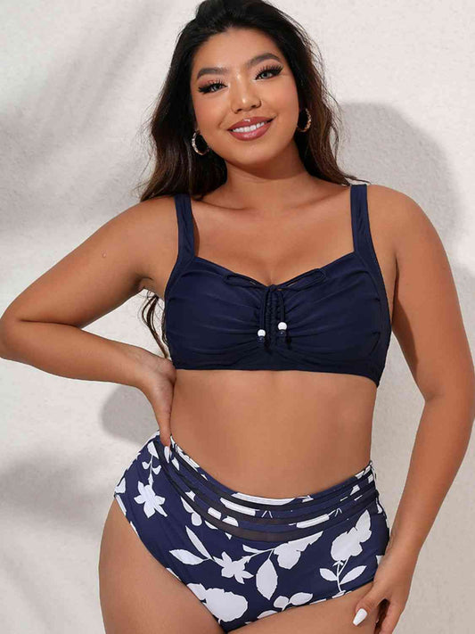 Ensemble de Bikini Imprimé à Détail froncé de Grande Taille