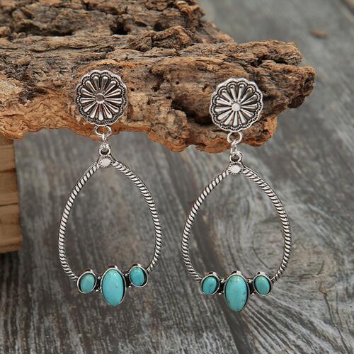 Boucles d'oreilles en forme de larme turquoise artificielle