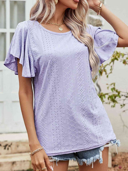 Blusa con cuello redondo y mangas acampanadas