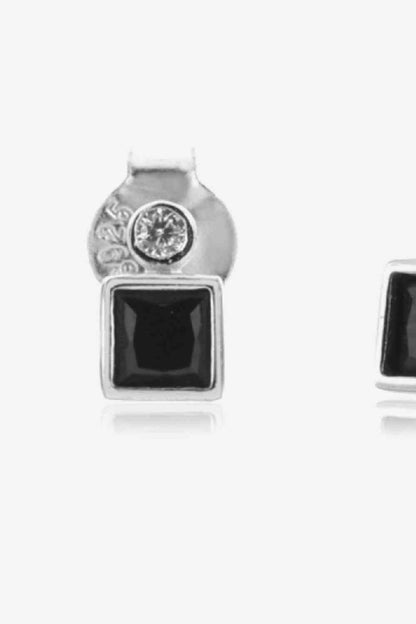 Inlaid Zircon Square 925 Sterling Silver Earrings