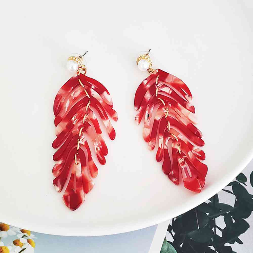 Pendientes colgantes con forma de hoja