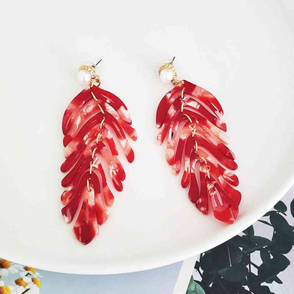 Boucles d'oreilles pendantes en forme de feuille