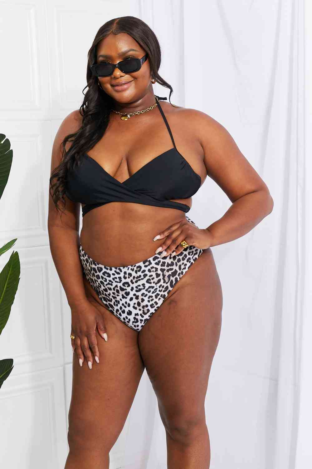 Marina West Swim Summer Splash - Ensemble de bikini dos nu en noir