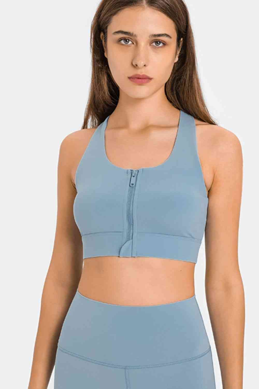 Soutien-gorge de sport zippé à dos nageur