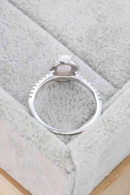 Bague halo en argent sterling 925 avec opale