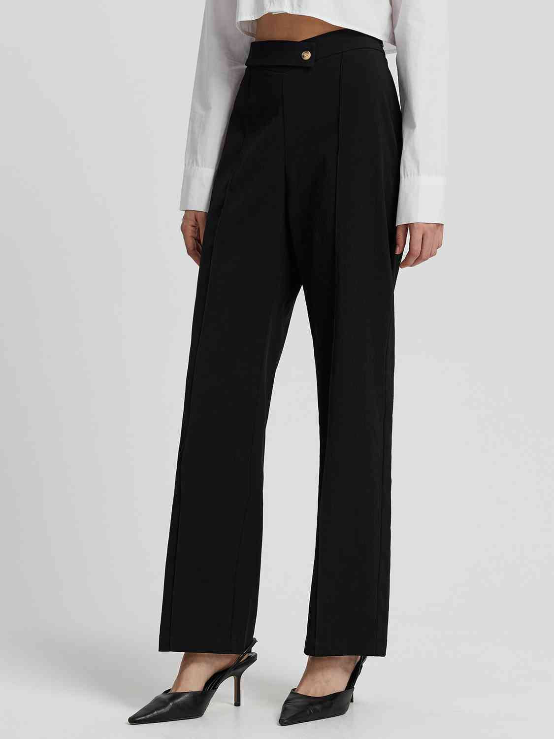 Pantalon droit taille haute