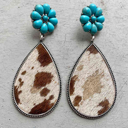 Boucles d'oreilles en forme de goutte de fleur turquoise