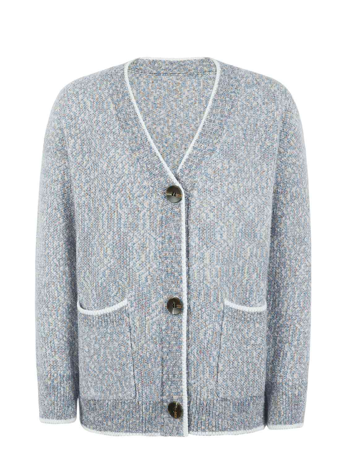 Cardigan boutonné à col en V avec poches