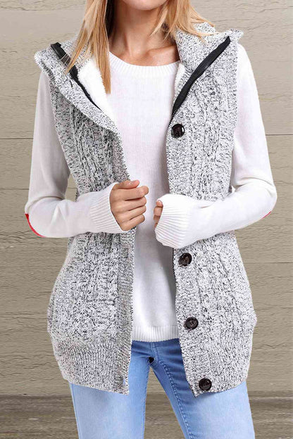 Gilet pull à capuche avec fermeture boutonnée et zippée