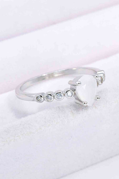 Bague en pierre de lune naturelle en forme de larme