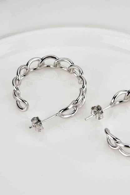 Boucles d'oreilles chaîne C-Hoop en argent sterling 925