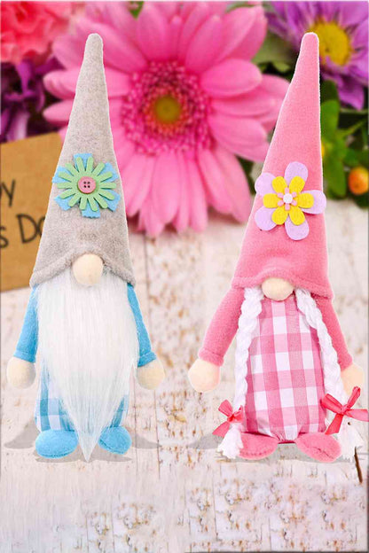 Paquet de 2 gnomes sans visage à chapeau pointu pour la fête des mères