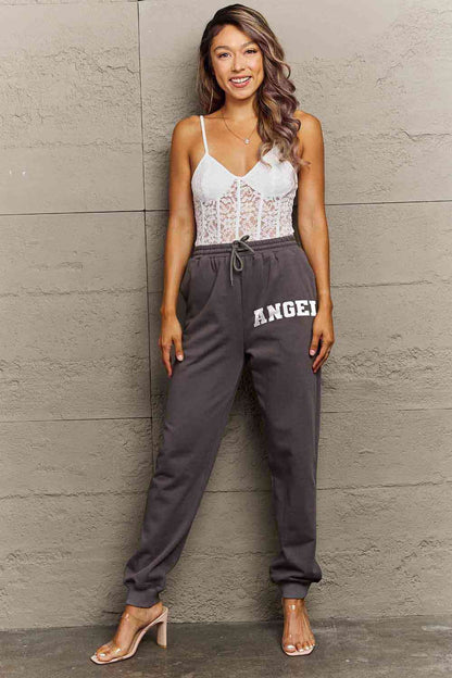 Simply Love Simply Love - Pantalon de survêtement long avec cordon de serrage et image d'ange pleine taille