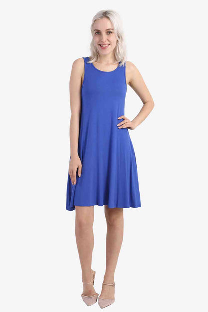 Cutout Scoop Neck Sleeveless Dress with Pockets