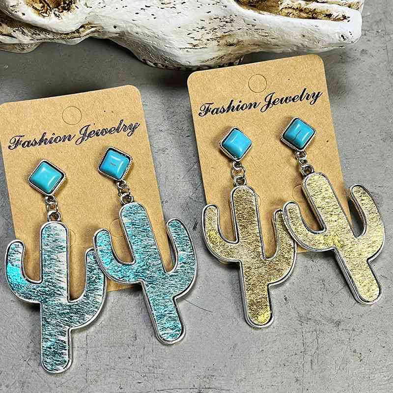 Boucles d'oreilles cactus turquoise