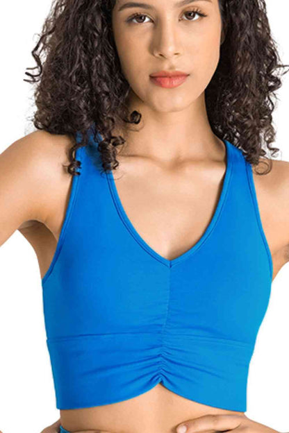 Soutien-gorge de sport à col licou et détails froncés