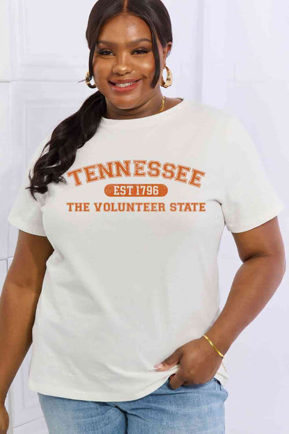 Simply Love Taille réelle TENNESSEE EST 1796 THE VOLUNTEER STATE T-shirt en coton graphique