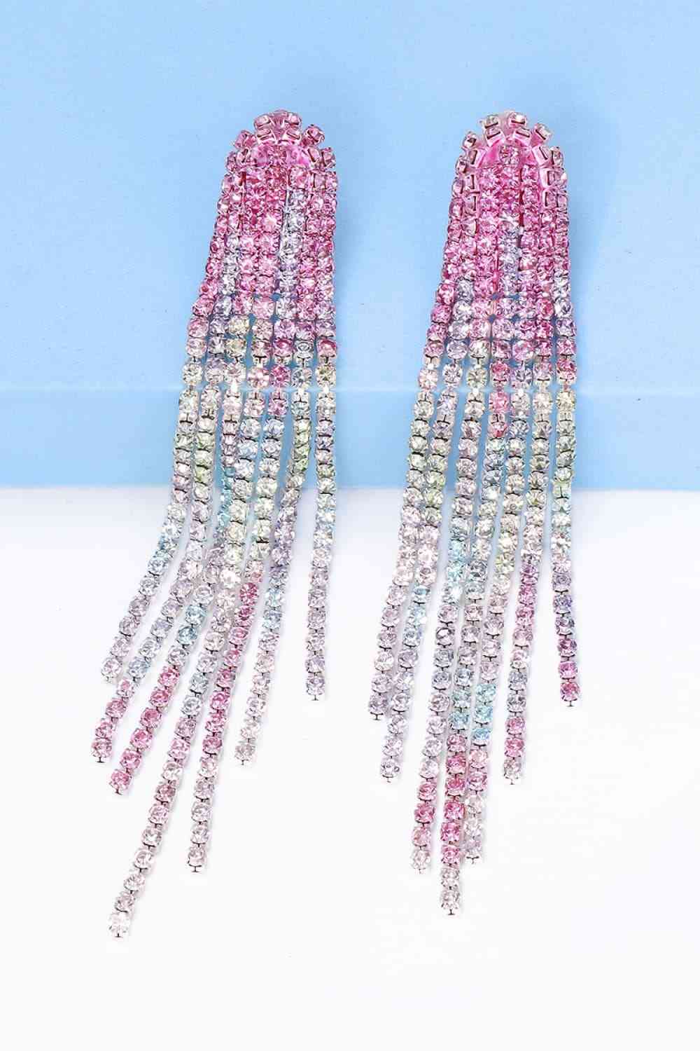 Boucles d'oreilles pendantes à franges en strass