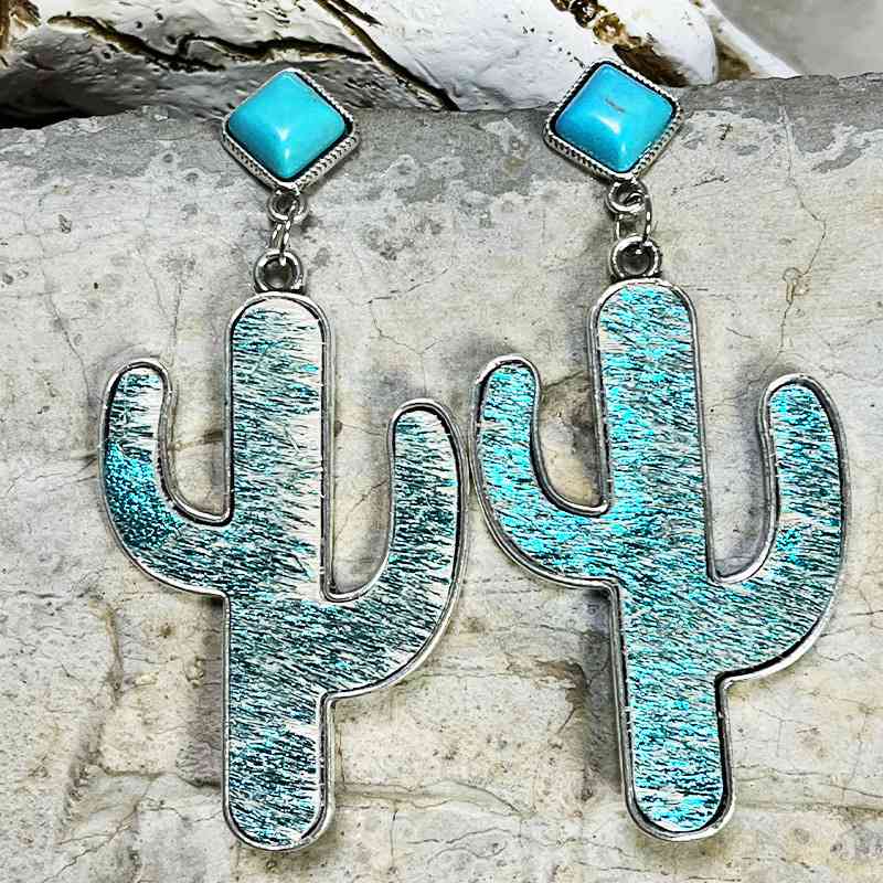 Boucles d'oreilles cactus turquoise