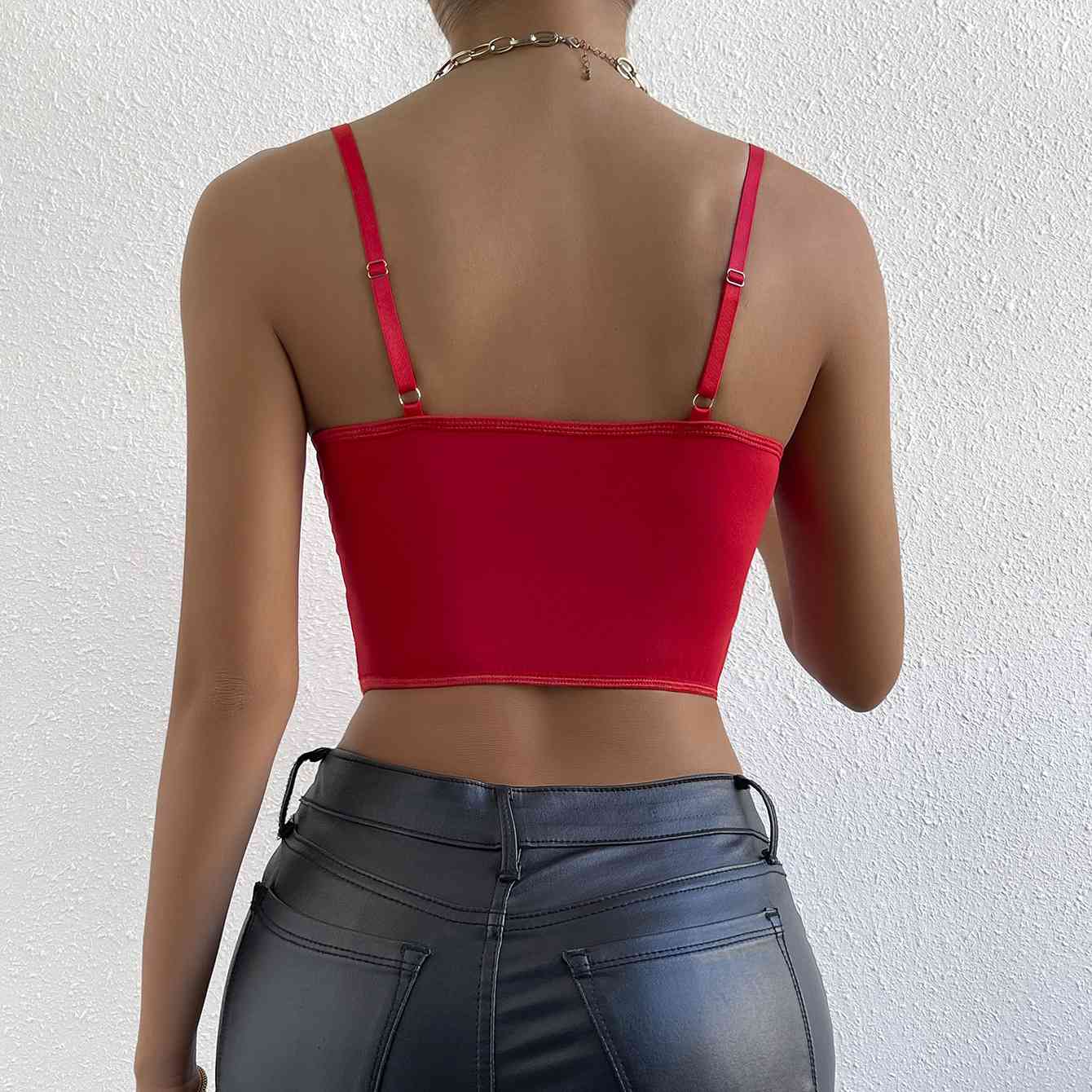 Camisola con detalle de encaje y escote corazón