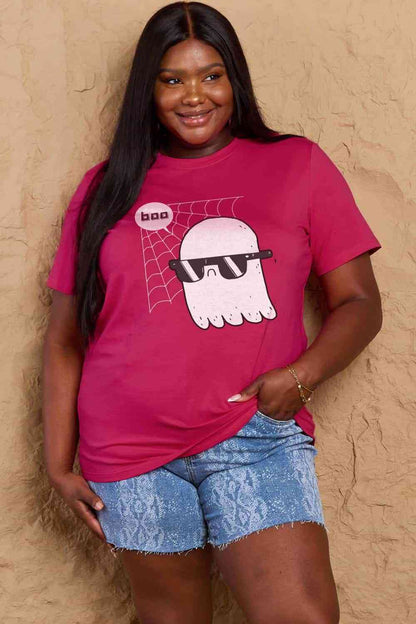 Simply Love T-shirt en coton graphique BOO pleine taille