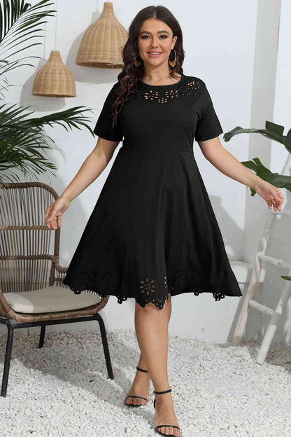 Robe Ajourée Col Rond Grande Taille