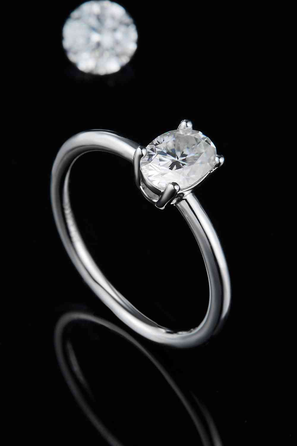 Bague solitaire en argent sterling 925 moissanite 1 carat