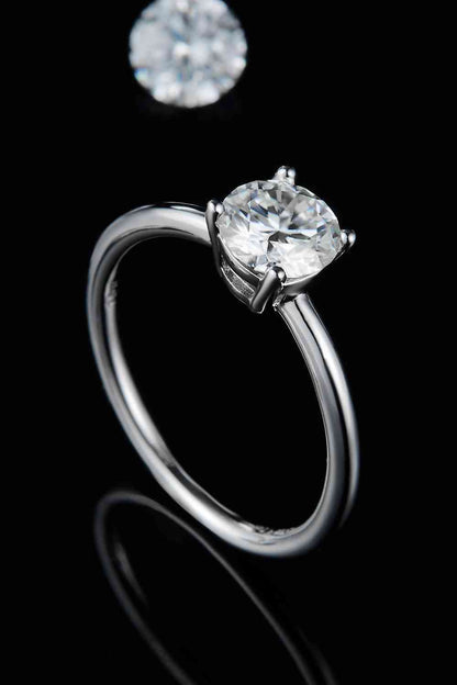 Bague solitaire en argent sterling 925 moissanite 1 carat