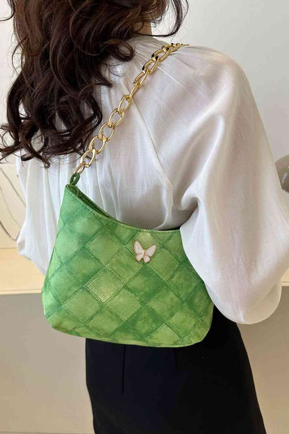 Bolso de hombro de cuero PU con decoración de mariposas