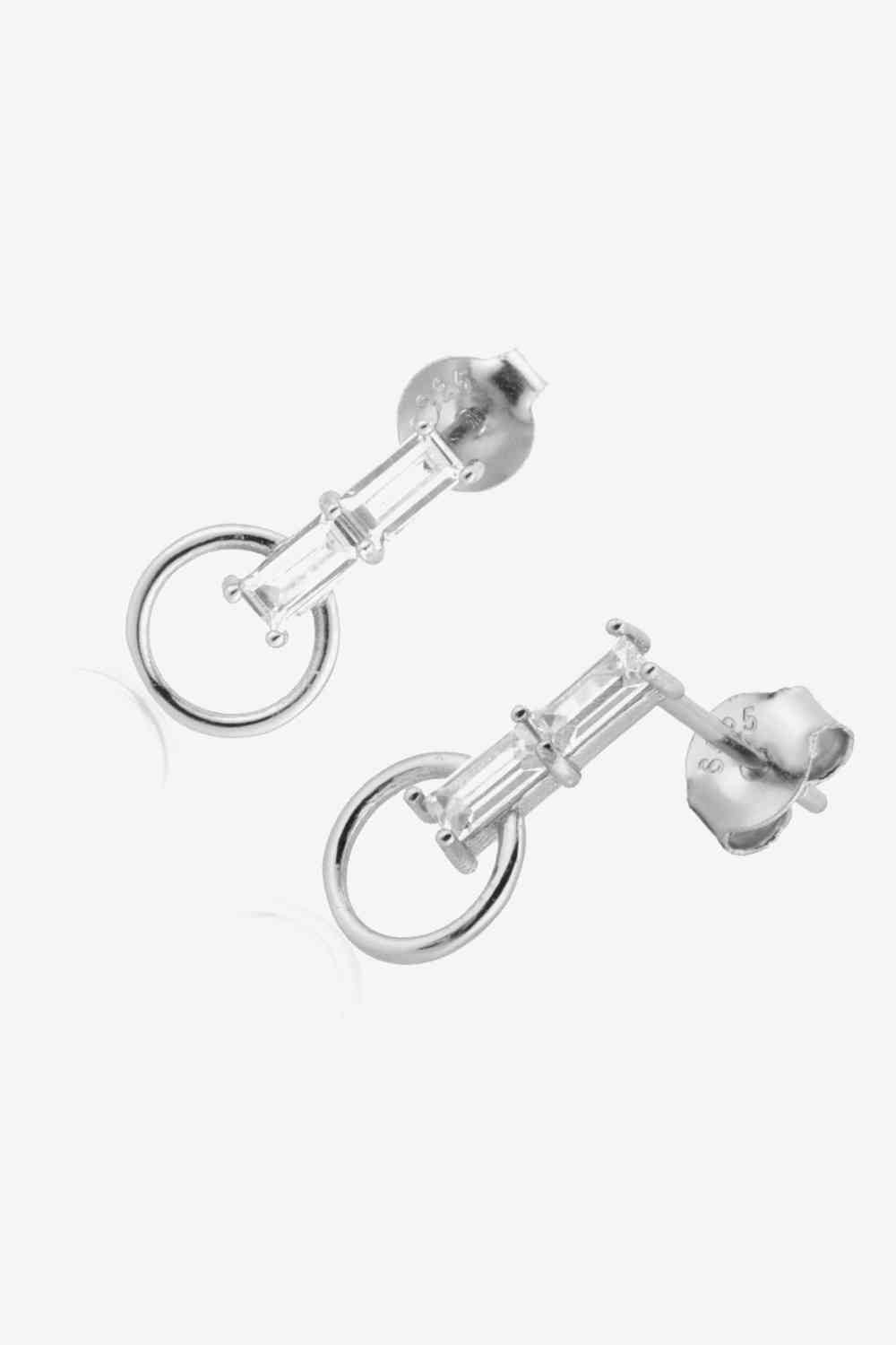 Boucles d'oreilles pendantes créoles en argent sterling 925 avec zircon