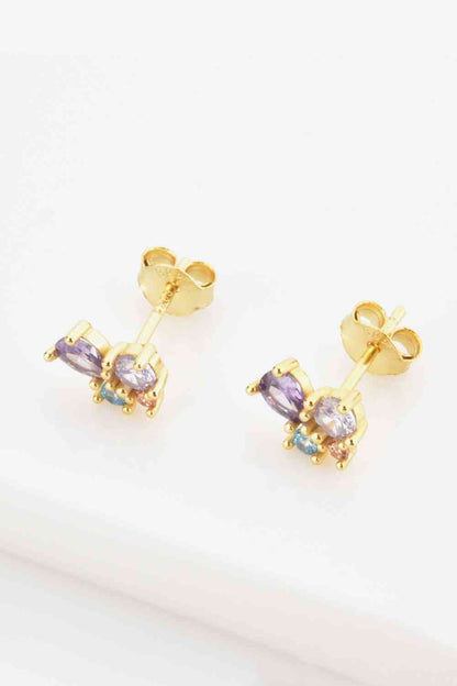 Multicolored Zircon 925 Sterling Silver Stud Earrings