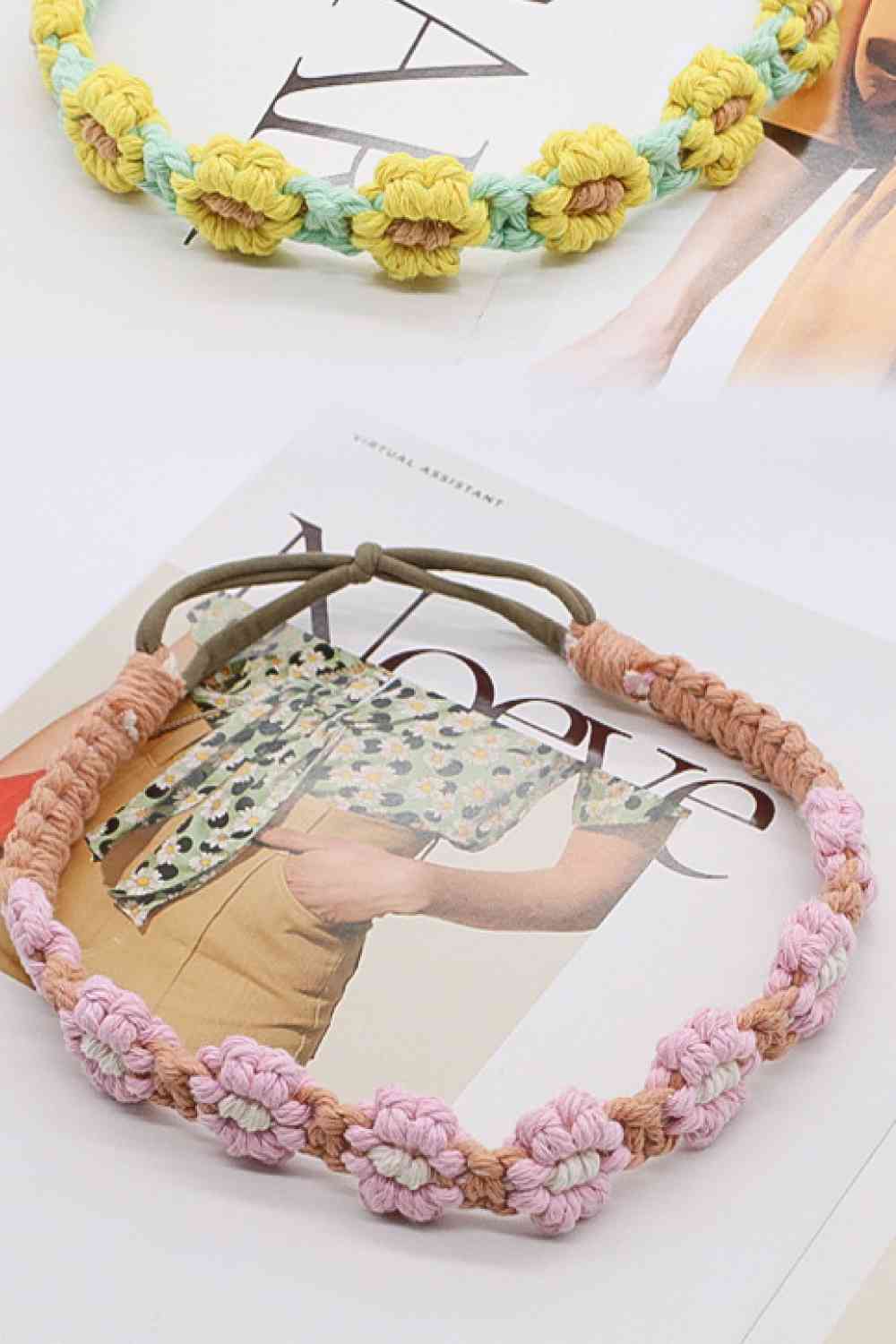 Paquete de 2 diademas de macramé con margaritas de In My Circle, surtido