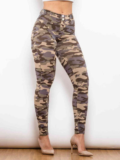 Leggings con botones de camuflaje de tamaño completo