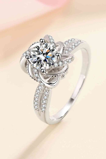 Bague en argent sterling 925 moissanite 1 carat