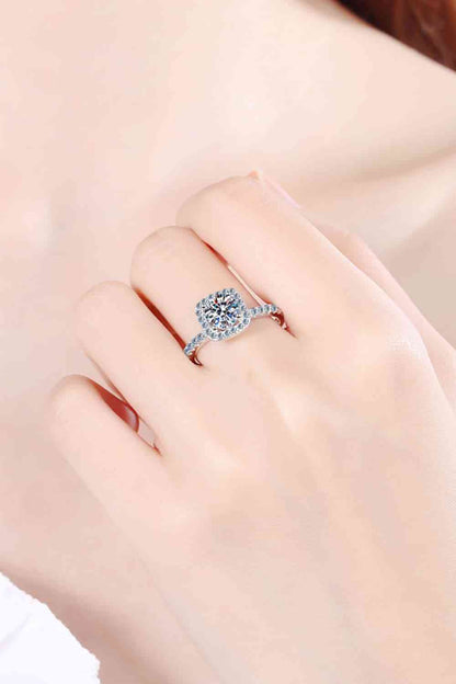 2 Carat Moissanite Square Halo Ring