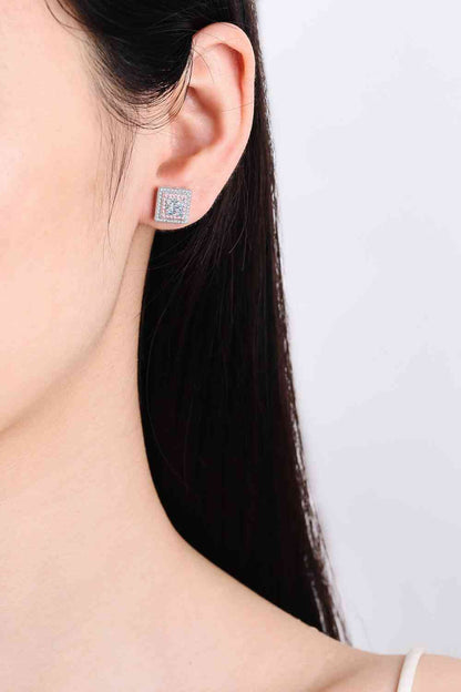 Aretes cuadrados de moissanita