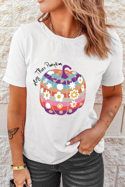 Camiseta de manga corta con gráfico de calabaza