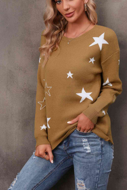 Jersey con cuello redondo y estrellas