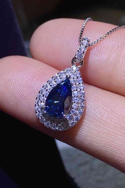 2 Carat Moissanite Teardrop Pendant Necklace