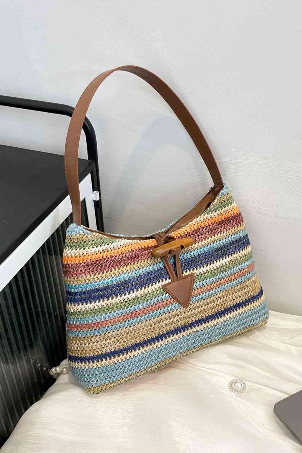 Bolso de hombro de paja multicolor Adored