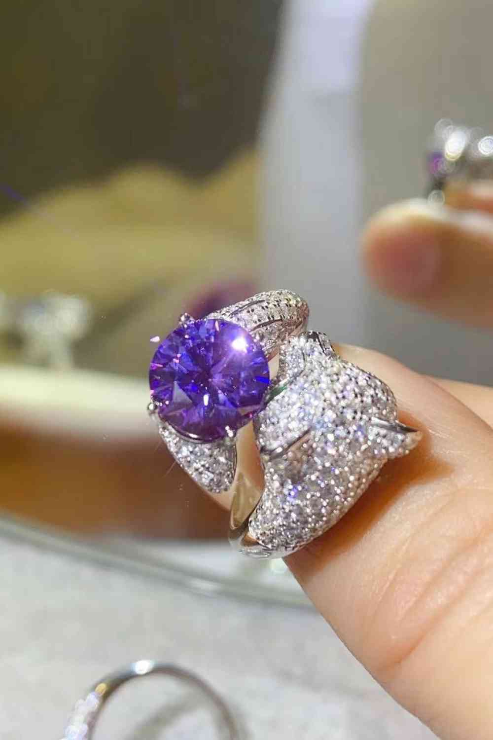 Bague de dérivation animale réglable en moissanite de 2 carats