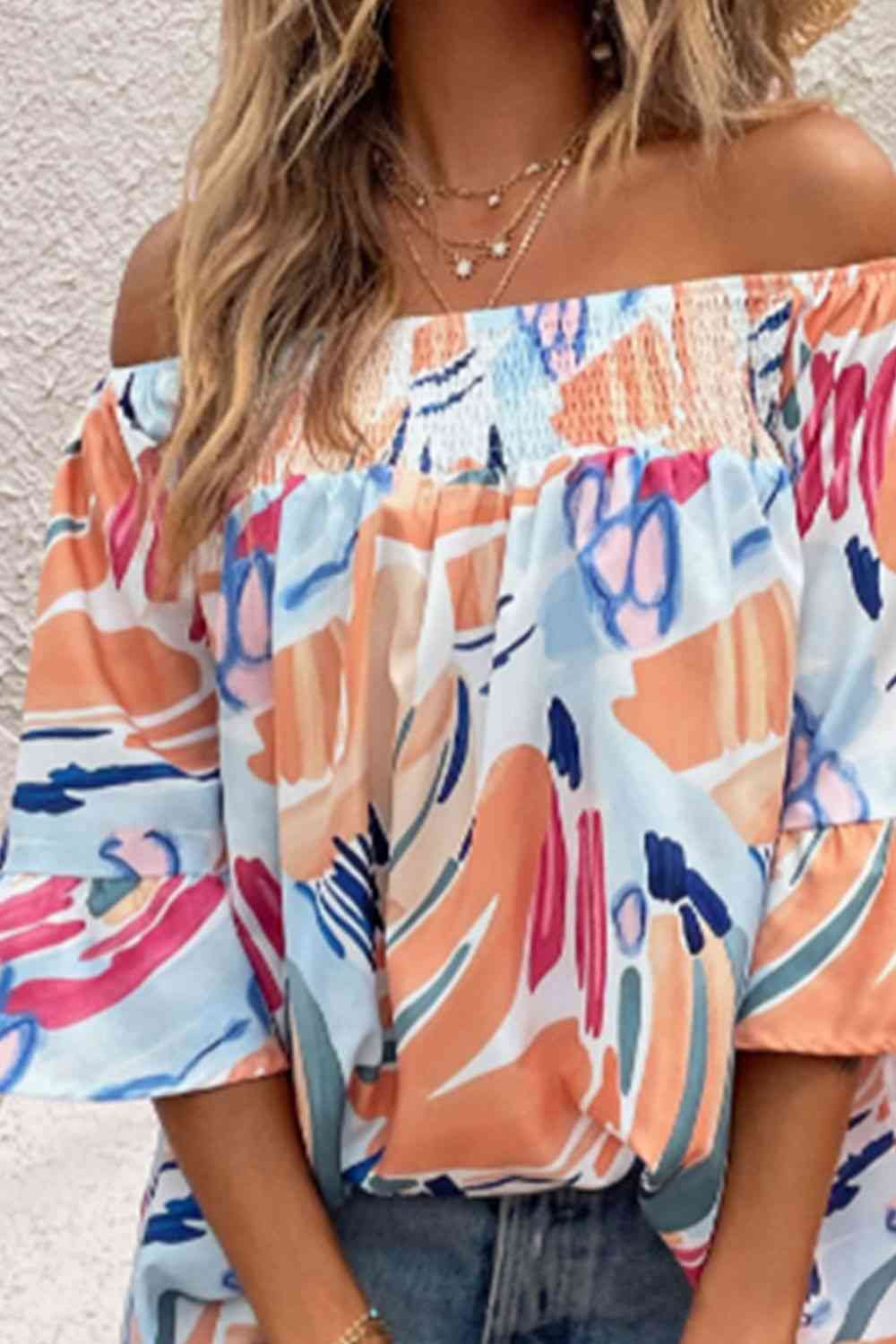 Printed Off-Shoulder Blouse