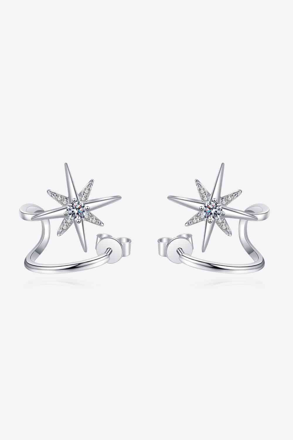 Boucles d'oreilles plaquées rhodium étoile Moissanite