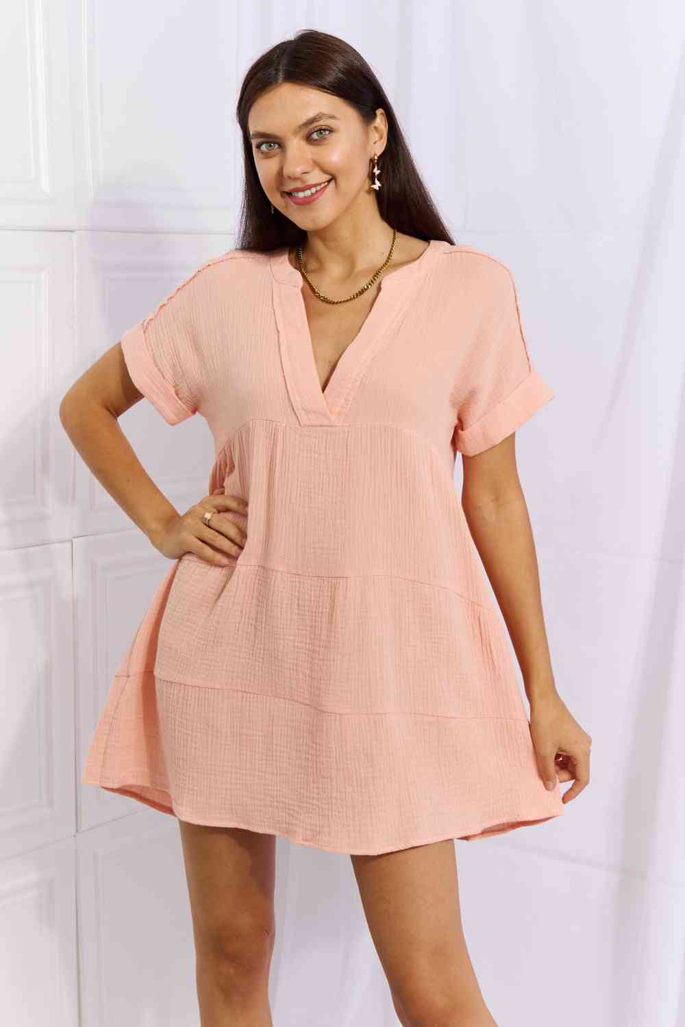 HEYSON Easy Going Mini-robe à volants en gaze pleine taille