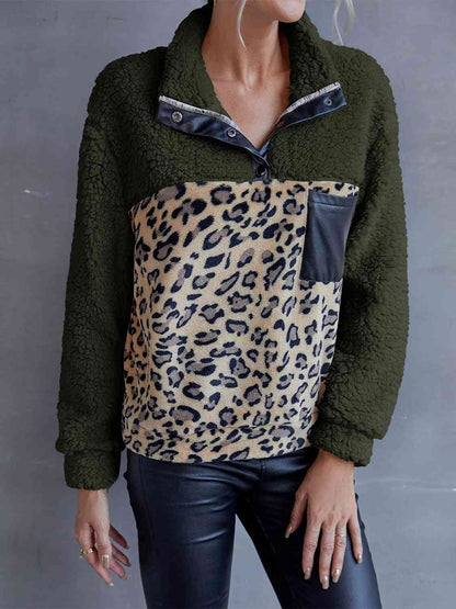 Sudadera teddy con estampado de leopardo