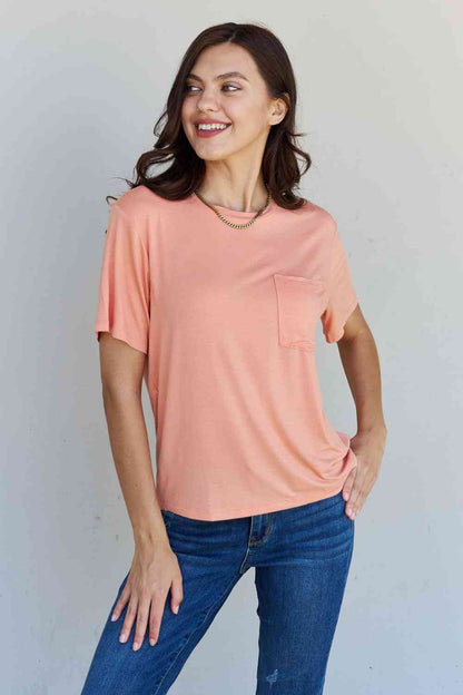 HYFVE Keep It Simple Oversized Pocket Tee in Burnt Coral