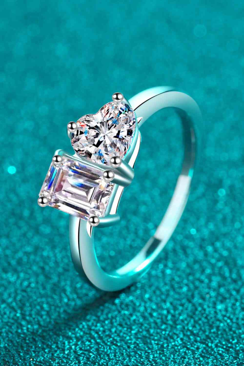 Bague Moissanite 2 Carats Plaquée Rhodium