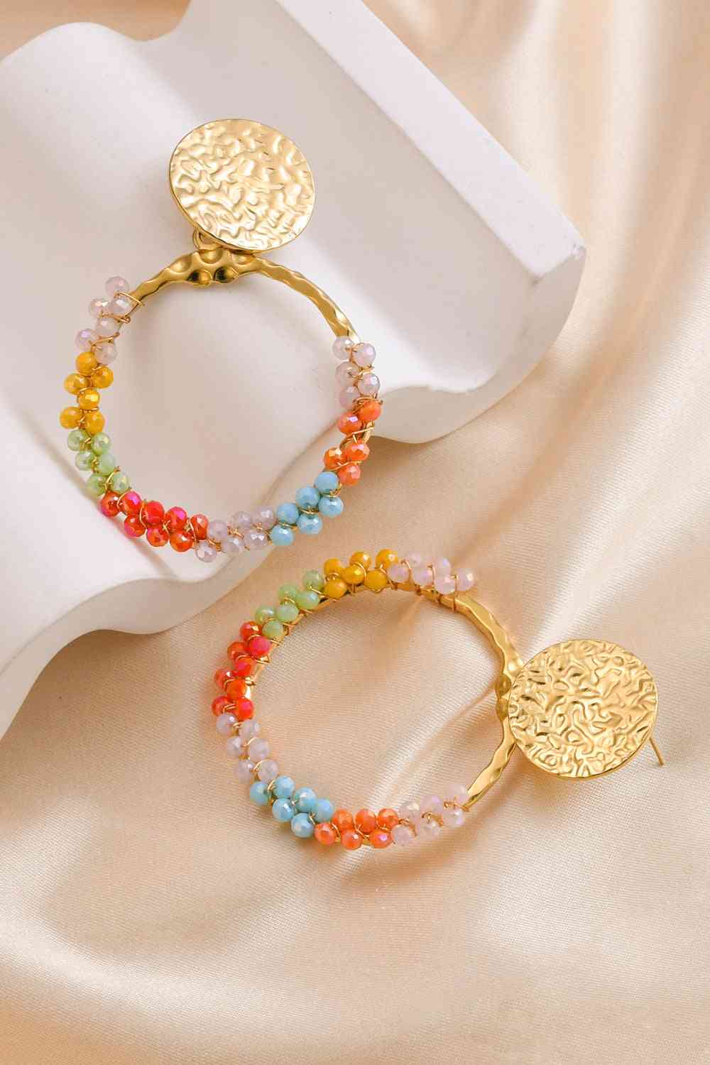 Multicolored Bead Stainless Steel Earrings