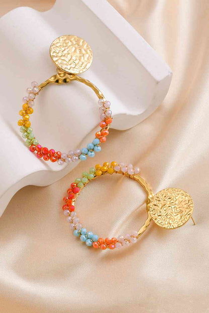 Boucles d'oreilles en acier inoxydable avec perles multicolores