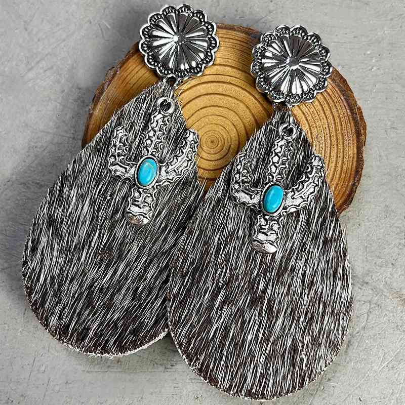 Boucles d'oreilles pendantes cactus turquoise